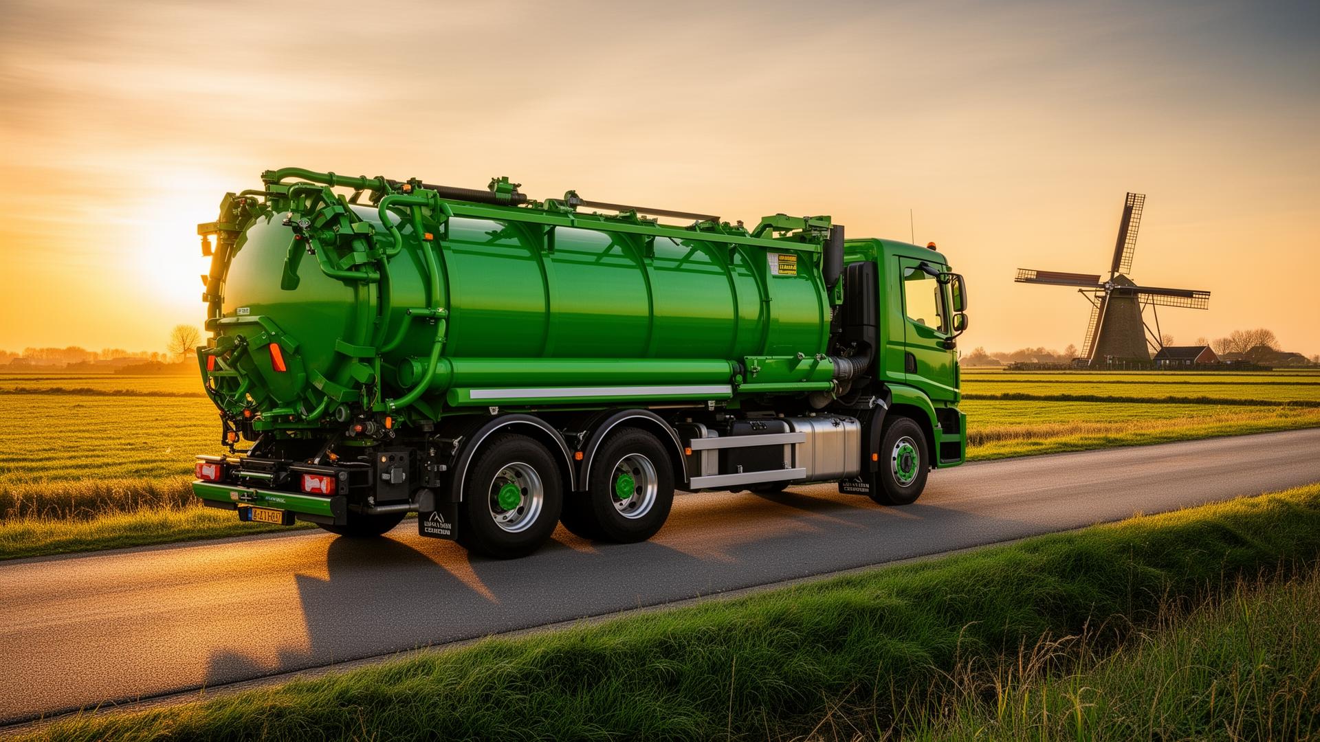 Groene Vlerk tankwagen in het Hollandse landschap